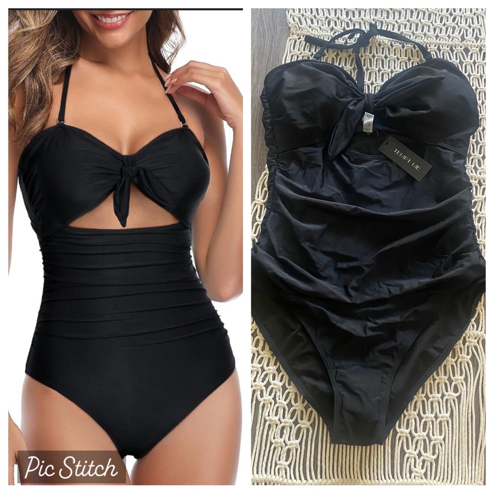 NEW Tempt Me cut out halter removable strap one piece swimsuit